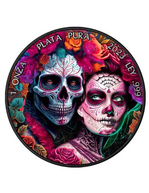 Silbermünze Dia de los Muertos 1 oz 2023 Libertad Mexiko Tag der Toten Farbe