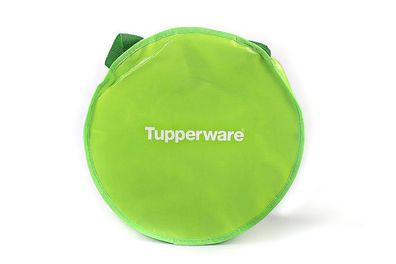 Tupperware Tasche grün rund "Happy Inside" Henkeltasche passend für Microgourmet
