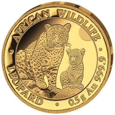 Goldmünze Somalia Wildlife Leopard 2024 0,5 Gramm African Wildlife Gold
