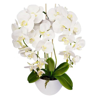 Künstliche Orchideen Weiß im Deko Topf wie Echt groß 60cm