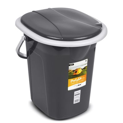 Reise WC Toilette Campingtoilette Eimertoilette Outdoor Eimer Schwarz Grau 19L