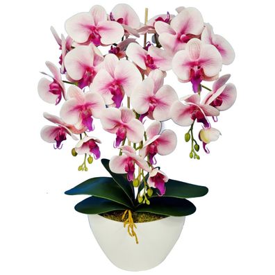 Künstliche Orchideen Weiß Rosa Weiß Deko Topf wie Echt 60cm hoch