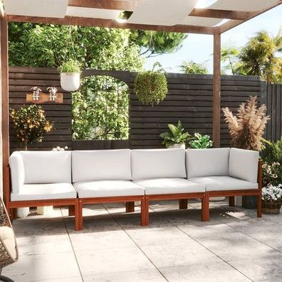 4-Sitzer-Gartensofa mit Kissen Massivholz Akazie