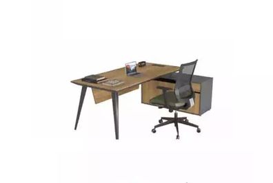 Eckschreibtisch Office Tisch groß Chef Tische Schreibtisch Möbel Braun