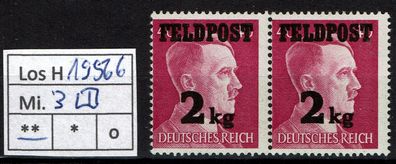 Los H19566: Deutsches Reich Feldpost Mi. 3 * * Paar