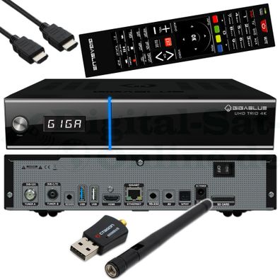 GigaBlue UHD Trio 4K DVB-S2X + DVB-T2/ C Combo inklusive 600 Mbits Wifi Stick