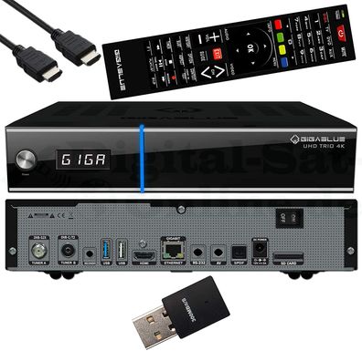 GigaBlue UHD Trio 4K DVB-S2X + DVB-T2/ C Combo inklusive 300 Mbits Wifi Stick
