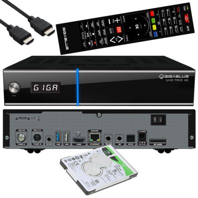GigaBlue UHD Trio 4K DVB-S2X + DVB-T2/ C Combo + 1TB HDD intern