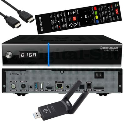 GigaBlue UHD Trio 4K DVB-S2X + DVB-T2/ C Combo inklusive 1200 Mbits Wifi Stick