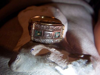Traum Art Deco Smaragd Diamant Ring 585er Gold feinste Verarbeitung wunderschön