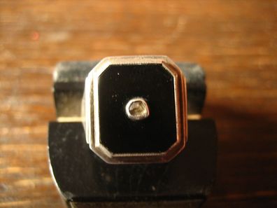eleganter Art Deco Onyx Brilliant Ring Herrenring Silber sehr edel