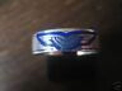 toller Flieger Ring Schwingen Silber Email blau super