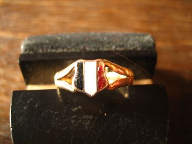 Patriotischer 750er Rotgold Ring Schwarz Weiß Rot emaillier Kaiserreich Emaille