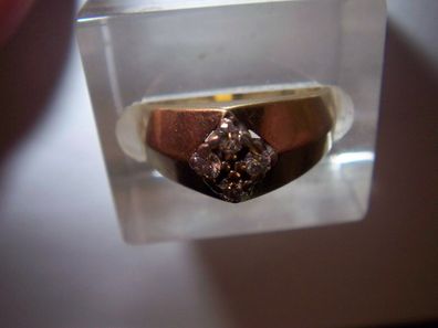 massiver Brillant Ring 585er Gold 0,20 ct Brillanten in Kreuz Form 5,8 Gramm