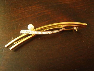 exquisite antike Krawattennadel mit Brillianten Perle 585er Weißgold Gold Unikat