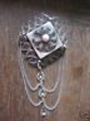 aussergewöhnliche antike Hochzeitsbrosche Brosche Filigranarbeit 835er Silber