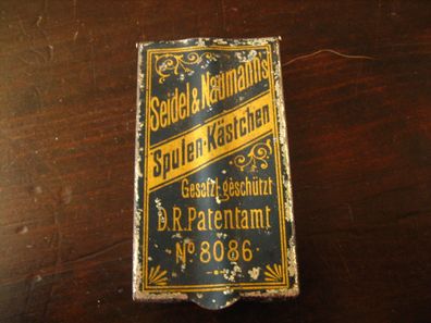 Reklame Seidel & Naumann Spulen-Kästchen Blech 1900