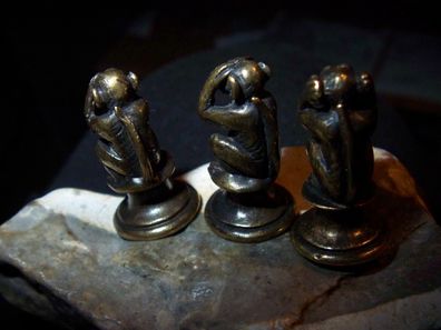 Bronze Affe Miniatur 3 Affen Petschaft nichts sagen, nichts hören, nichts sehen