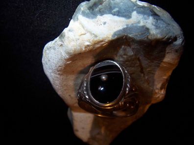 ausgefallener Art Deco Ring Silber Onyx Lagenstein - sehr edel und ausgefallen