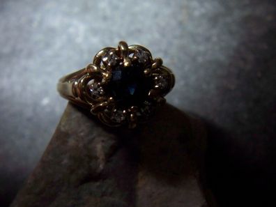 zeitlos eleganter Saphir Diamant Brillant Ring 585er Gold 1920-50
