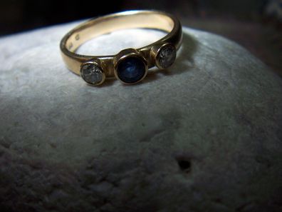 feiner Brillant Saphir Ring Bandring 0,40 ct Diamant Brillanten 585er Rotgold