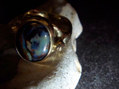 WMM-atemberaubender Opal Ring 585er Gold Seejungfrau Meermann Neptun