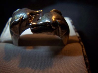 WMM-eleganter Ring 2 Hunde Hund Windhund Silber ausgefallen