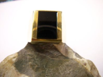 edler Art Deco 585er Gelb-Gold Onyx Herren Ring ausgefallene schlichte Form