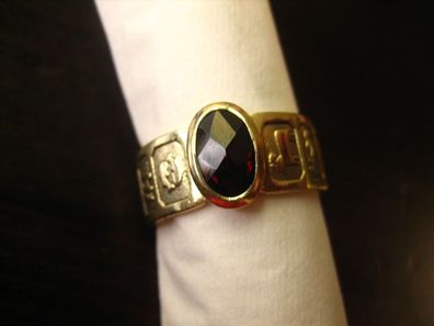 Unikat Granatring Ring Sternzeichen Granat Gold UNIKAT (Gr. 54 (17,2 mm Ø))