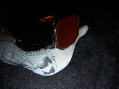 prächtiger Art DeCo Carneol Ring Siegelring 8eckig G-Gold-585er- 9,6 Gramm
