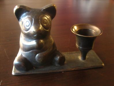 niedlicher Panda Bär Designer Kerzenständer Bronze 1980