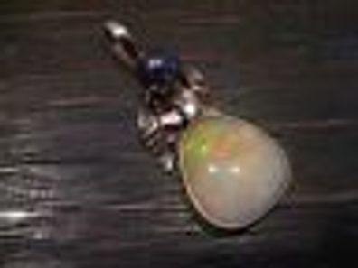 WMM wunderschöner Opal Brilliant Anhänger 585er Gold Perle Unikat Traumfeuer