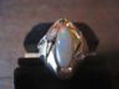 Goldschmiede Designer Opal Brilliant Ring 585er GG WG (Gr. 47 (15,0 mm Ø))