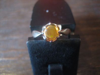 Edler Opal mexikanischer Feueropal Ring Opalring in Brilliant Fassung 585er Gold