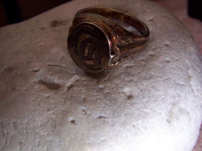 Patriotischer-Medaillon Elite Gift-Ring in 835er Silber mit Monogramm GG