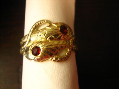 Schlangen Ring 585er Gold Granat Krafttier Schlange (Gr. 58 (18,4 mm Ø))