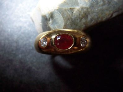 exquisiter orange-roter Saphir ( Padparadscha ) Diamant Brillant Ring 750 Gold