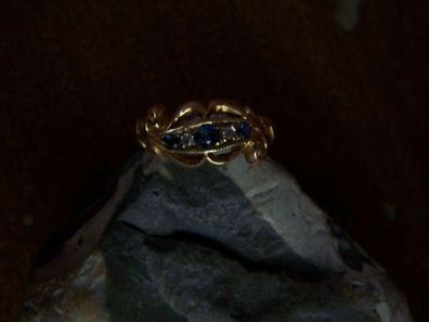 zauberhafter Art Deco Diamant Saphir Ring 18kt/750er Gold