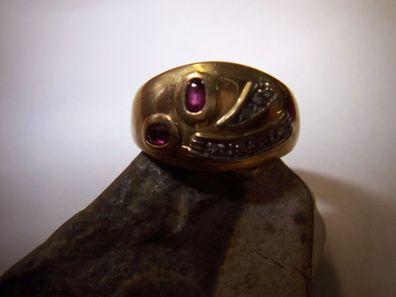 schwerer breiter Bandring Rubin Brilliant Ring 750er Gold exklusiv und edel