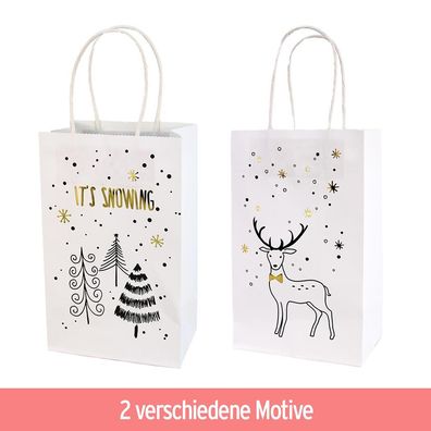 Geschenktüte Weihnachten "It's snowing" & "Hirsch" - ca. 13x21x8 cm