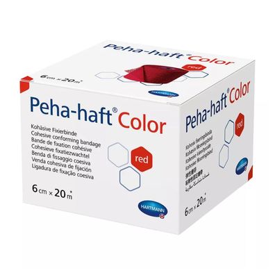 Hartmann Peha-haft Color elastische Fixierbinde, 6 cm x 20 m in Rot | Packung (1 Stüc