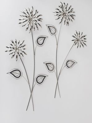 Wanddeko Blume silber 1 Stück von 2 verschiedenen Modellen links oder rechts 70cm aus