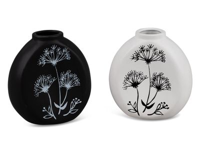 Formano 1 Stück Blumenvase Dekovase Vase aus Keramik Vase 17x18cm schwarz o. weiss -