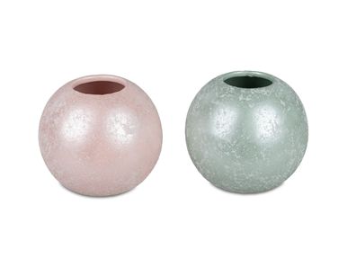 Formano 1 Stück Kugelvase Vase Springtime 15cm aus Keramik in rosa oder grün- Dekorat