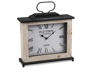 Dekorative Uhr Wand Uhr Standuhr 32cm mit Metall und Holz