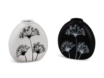 Formano 1 Stück Blumenvase Dekovase Vase aus Keramik Vase 13x13cm schwarz o. weiss -