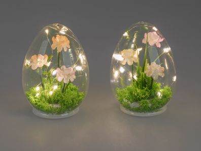 Osterei Deko-Ei 14cm mit Blumen , Licht und Timer für schöne Ostern- Lieferumfang:1