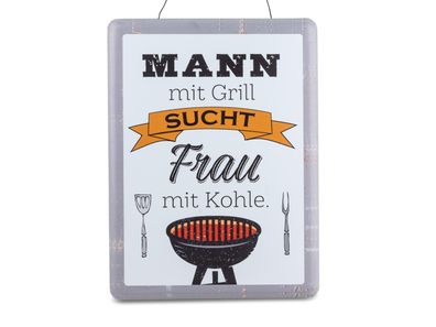 Dekoschild lustiges Schild mit Spruch Wandbild 30x40cm aus Metall- Spruch: Kohle