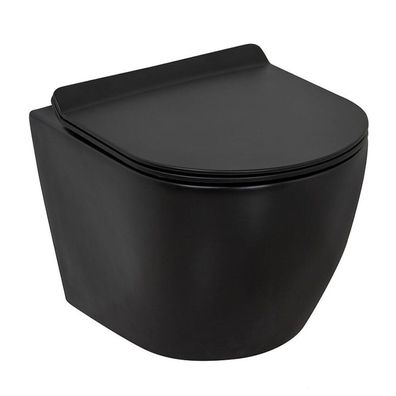 Wand WC Combi-Pack Arax Wand Tiefspül WC Spülrandlos mit Silent Flush schwarz