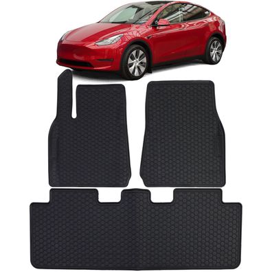 Auto Gummi Fußmatten Schwarz Premium Set passend für Tesla Model Y ab 2020